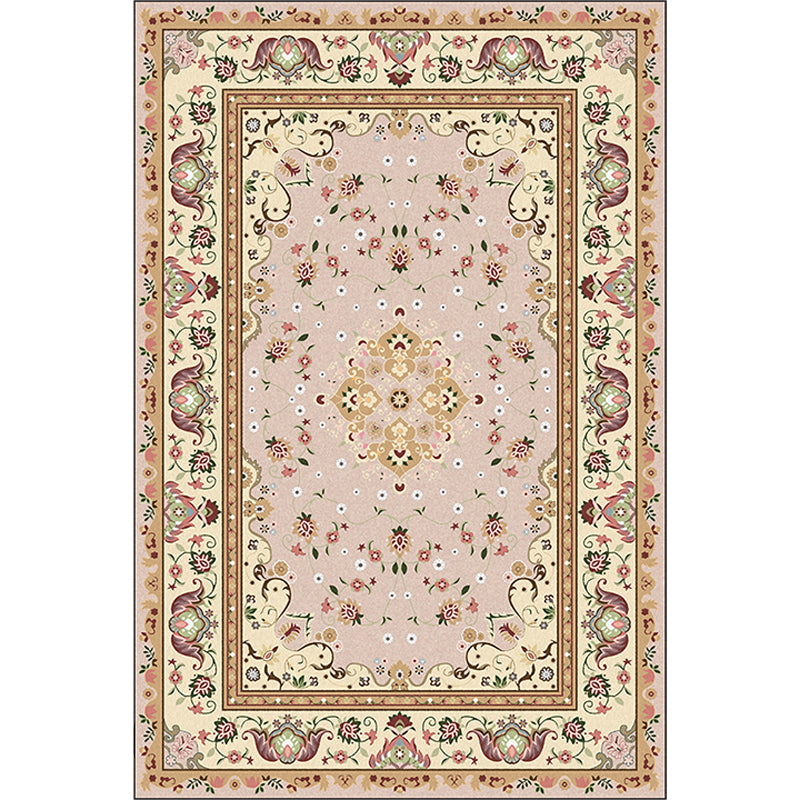 BowLift | Persian Moroccan rug in yellow medallion floral leaf pattern rug polyester washable rug for home decor
