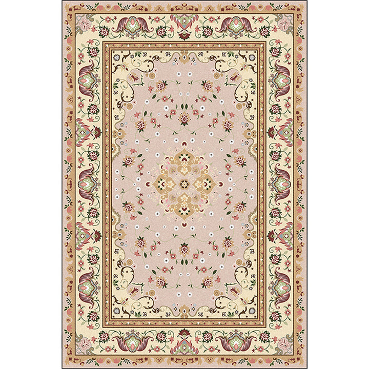BowLift | Persian Moroccan rug in yellow medallion floral leaf pattern rug polyester washable rug for home decor