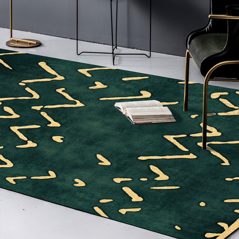 BowLift | Novelty Living Room Rug in green geometric line pattern Rug Polyester pet-friendly area rug