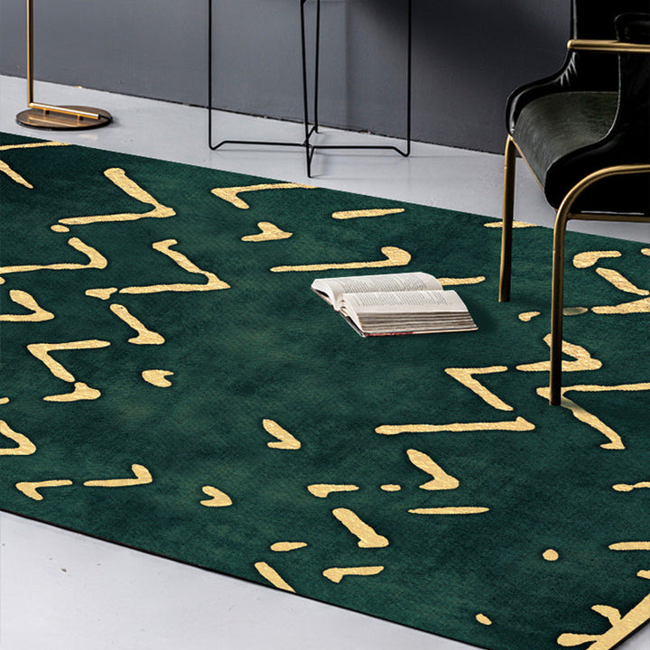 BowLift | Novelty Living Room Rug in green geometric line pattern Rug Polyester pet-friendly area rug