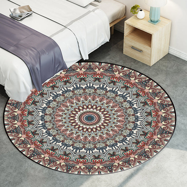 Brown Moroccan rug Polyester Floral printed rug Washable Non-slip backing rug for living room | Bowlift