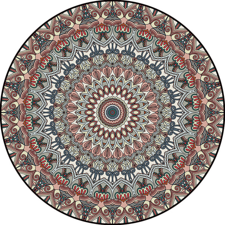 Brown Moroccan rug Polyester Floral printed rug Washable Non-slip backing rug for living room | Bowlift