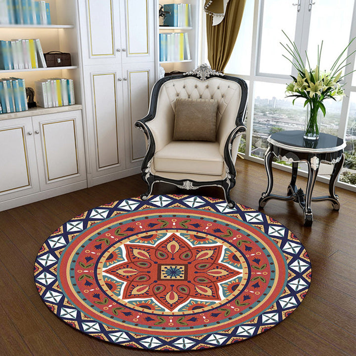 Persian medallion pattern rug red polyester rug machine washable anti-slip rug for the bedroom | Bowlift