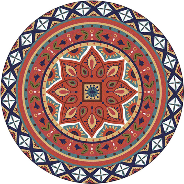 Persian medallion pattern rug red polyester rug machine washable anti-slip rug for the bedroom | Bowlift
