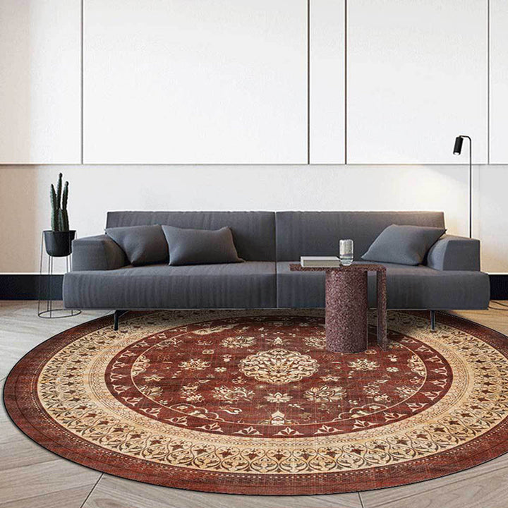 Persian medallion pattern rug Brown Polyester rug machine washable non-slip area rug for the bedroom | Bowlift
