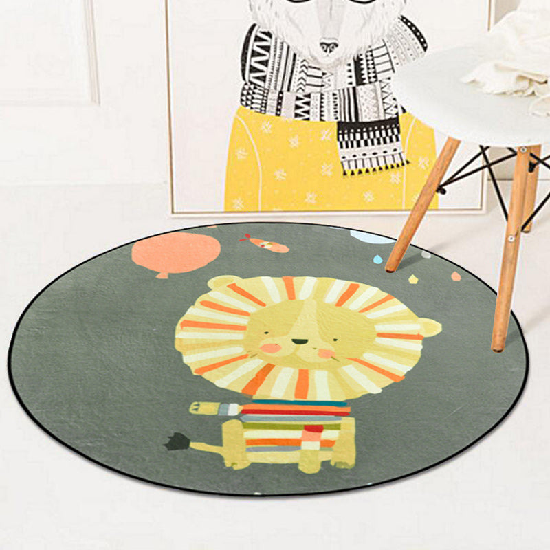 BowLift | Kids Room Carpet in Pink and Blue Animal Mouse Lion Mermaid Whale Print Carpet Polyester Machine Washable Carpet