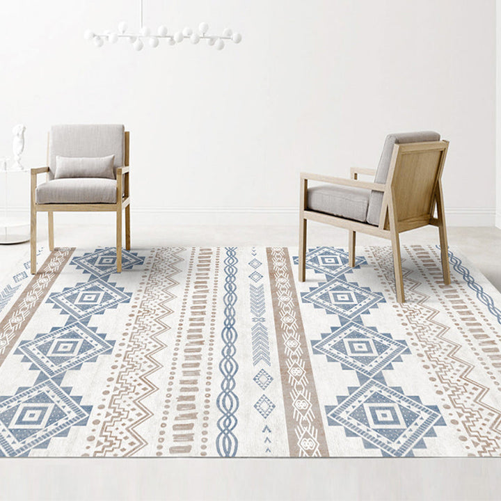 BowLift | Black and brown southwestern carpet polyester tribal pattern carpet washable non-slip backing carpet for the living room