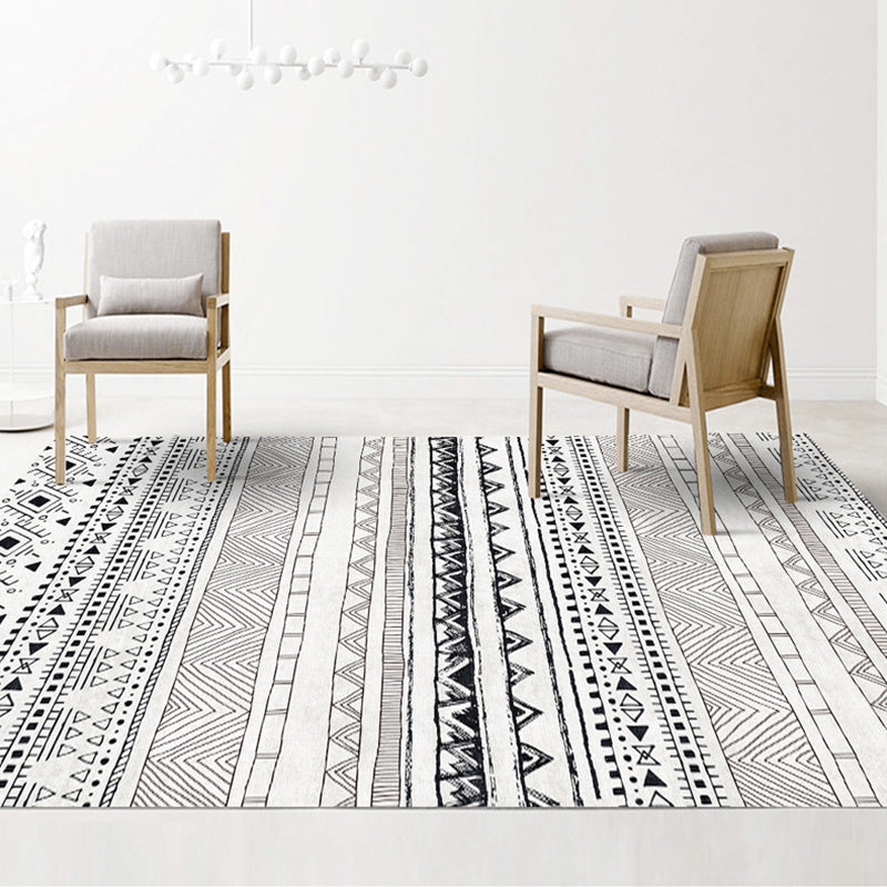 BowLift | Black and brown southwestern carpet polyester tribal pattern carpet washable non-slip backing carpet for the living room