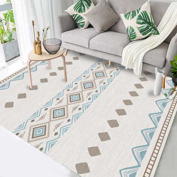 BowLift | Americana Tribal Geometric Pattern Rug Black and Grey Polyester Rug Machine Washable Non-Slip Area Rug for Bedroom