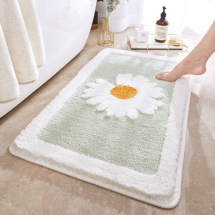 Floral Design Plush Bath Mat Bowlift