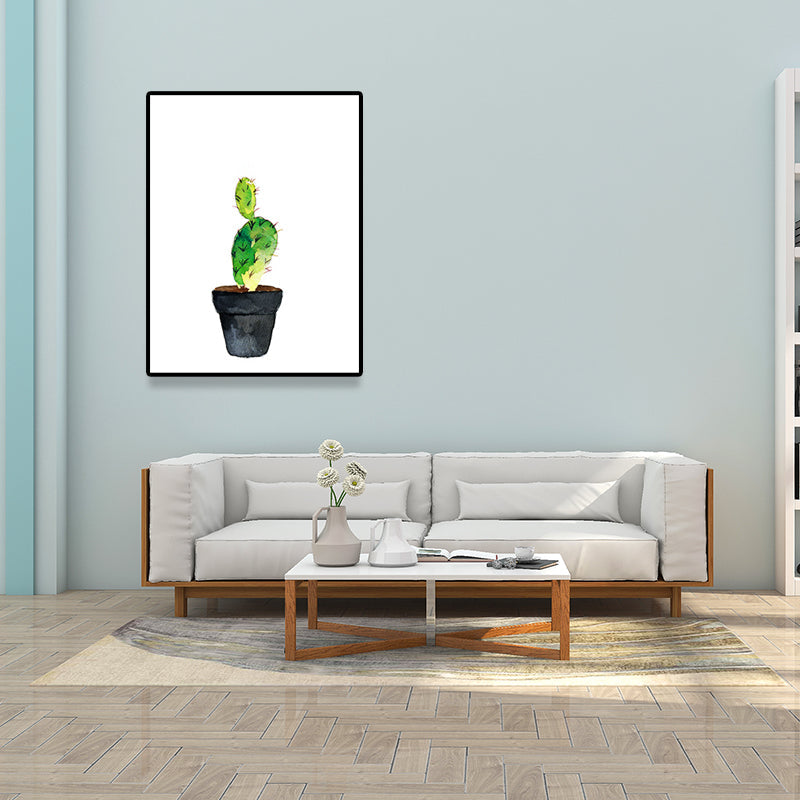 BowLift | Green Pot Cactus Wall Art Decor Plant Tropical Texture Canvas Print for Home