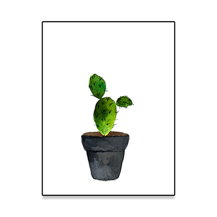 BowLift | Green Pot Cactus Wall Art Decor Plant Tropical Texture Canvas Print for Home