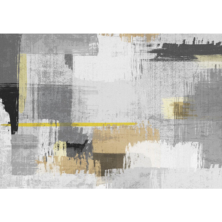 Gray and Yellow Modern Rug Synthetic Abstract Rug Washable Non-Slip Back Rug for Living Room | Bowlift
