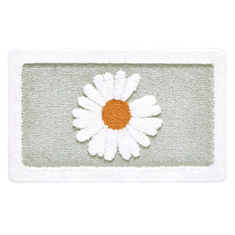 Floral Design Plush Bath Mat Bowlift