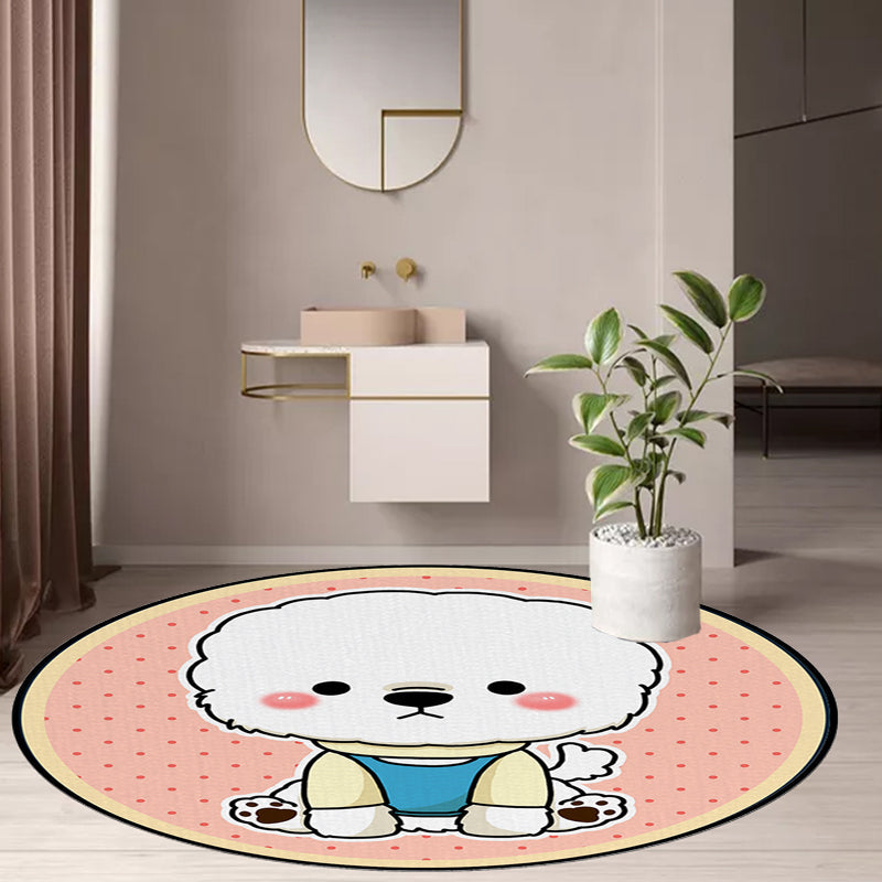 BowLift | Children's Room Rug in Purple and Red Animal Dog Star Strawberry Print Rug Polyester Non-Slip Area Rug
