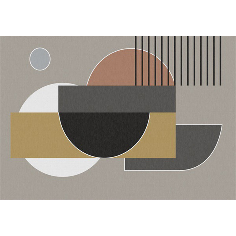Gray Bedroom Carpet Modern Color Block Geometric Stripe Pattern Carpet Polyester Stain Resistant Carpet | Bowlift