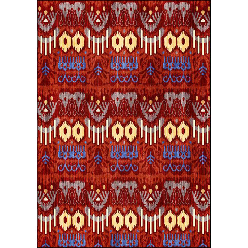 BowLift | Southwest Living Room Rug in Red Tribal Print Rug Polyester Non-Slip Back Area Rug