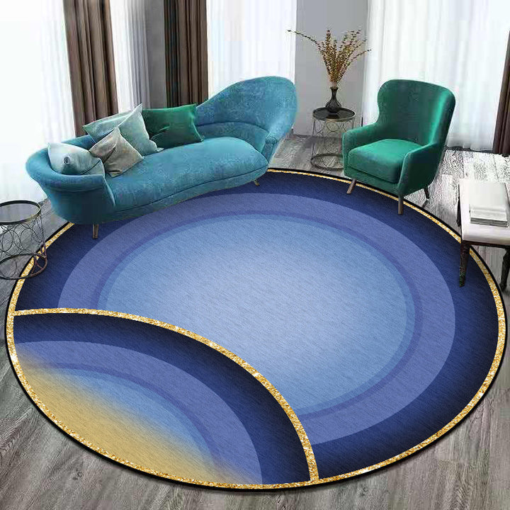 Blue modern carpet polyester ombre concentric circles pattern carpet washable non-slip back carpet for living room | Bowlift