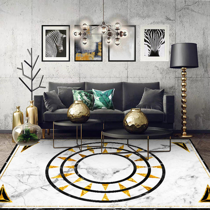 Modern marble surface pattern rug White and Black Polyester rug Machine washable Non-slip rug for the bedroom | Bowlift