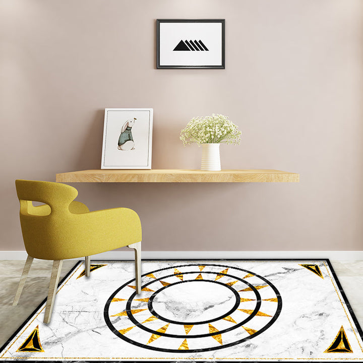 Modern marble surface pattern rug White and Black Polyester rug Machine washable Non-slip rug for the bedroom | Bowlift
