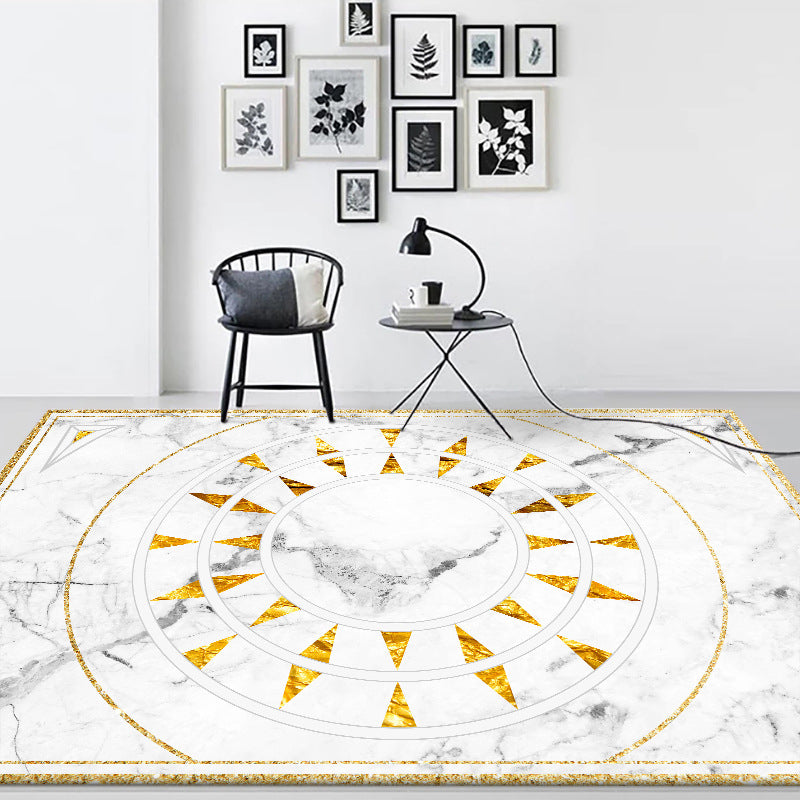 Modern marble surface pattern rug White and Black Polyester rug Machine washable Non-slip rug for the bedroom | Bowlift