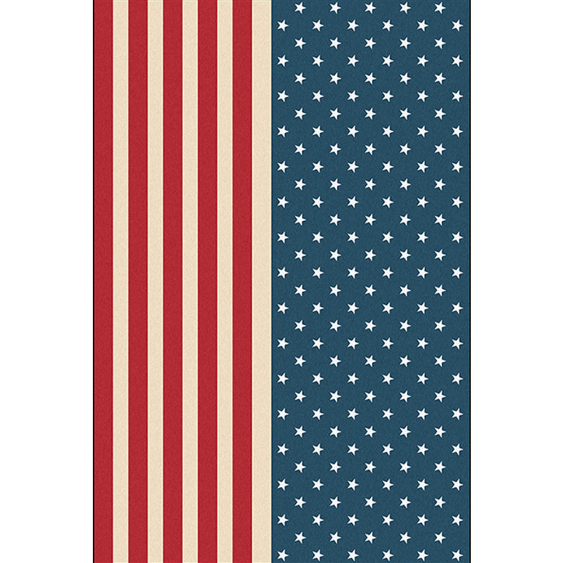 Stylish USA flag pattern carpet Blue and Red Nordic carpet Polyester Washable Non-slip backing Living area carpet for the living room | Bowlift
