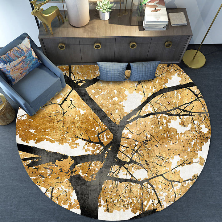 Nordic Novelty Carpet in Yellow Botanical Tree Leaf Pattern Carpet Polyester Non-Slip Carpet for Home Decor | Bowlift