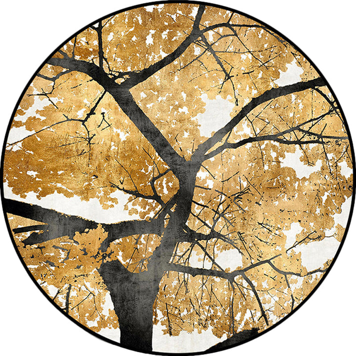 Nordic Novelty Carpet in Yellow Botanical Tree Leaf Pattern Carpet Polyester Non-Slip Carpet for Home Decor | Bowlift