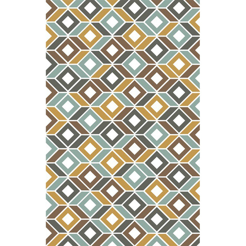Yellow and Teal Bedroom Rug Modern Geometry Diamond Pattern Area Rug Polyester Non-Slip Back Rug | Bowlift