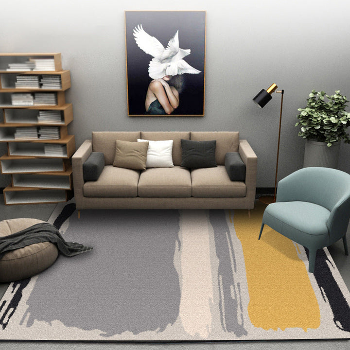 Nordic Modern Rug in Gray Abstract Painting Pattern Rug Polyester Non-Slip Backing Rug for Home Decoration | Bowlift