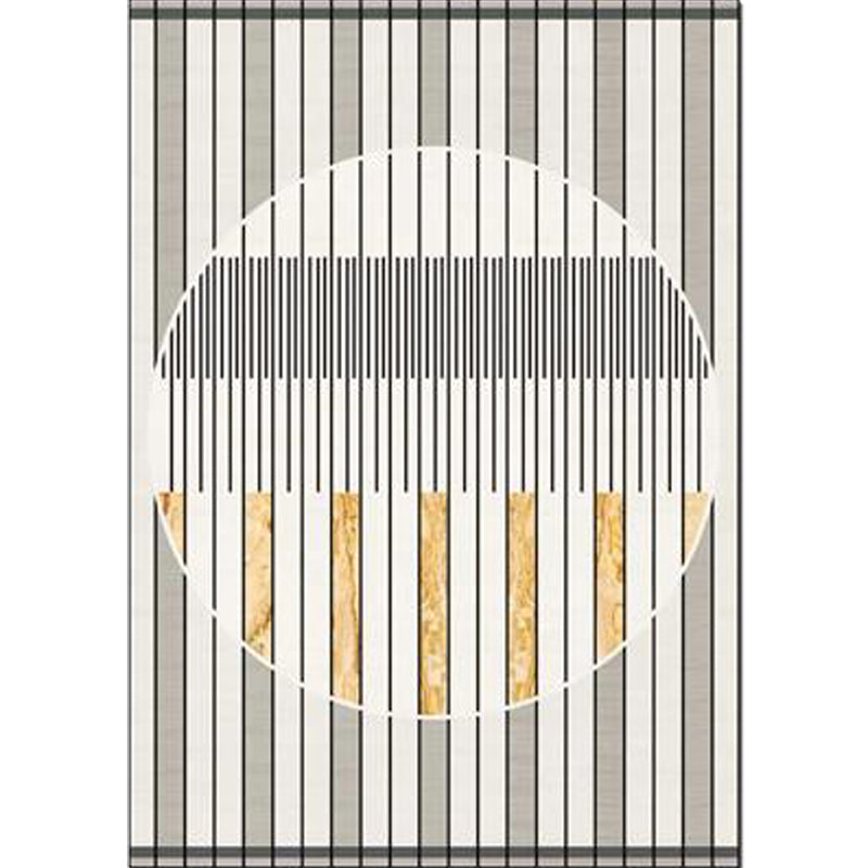 Modern rug for the living room in gray geometric circle stripe print rug polyester stain-resistant rug for the area | Bowlift
