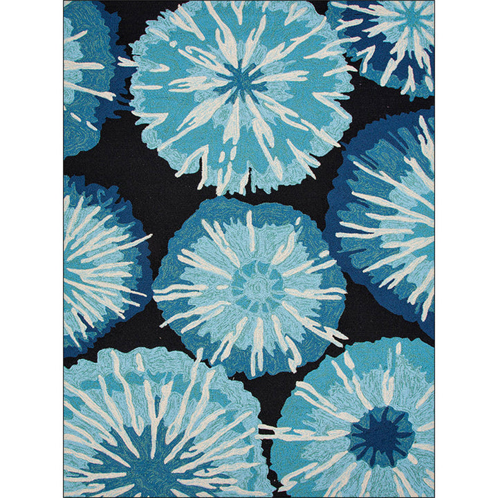 New Flower Print Rug Yellow and Blue Polyester Rug Machine Washable Non-Slip Rug for the Bedroom | Bowlift