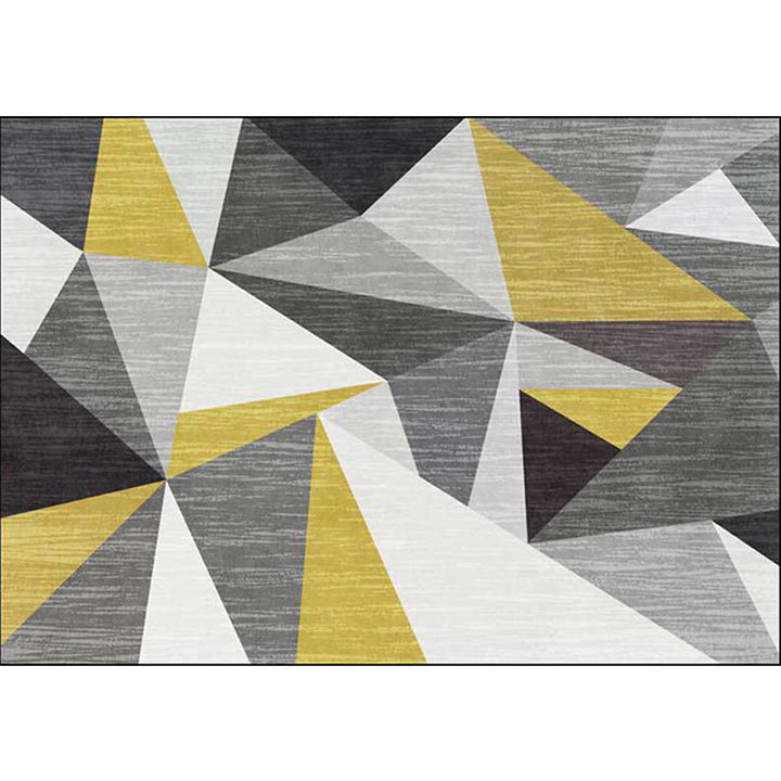 Funky geometric pattern rug gray and golden Nordic rug polyester washable non-slip backing rug for living room | Bowlift