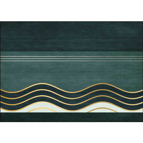 Green contemporary carpet polyester swirl stripe pattern carpet washable non-slip backing carpet for the living room | Bowlift