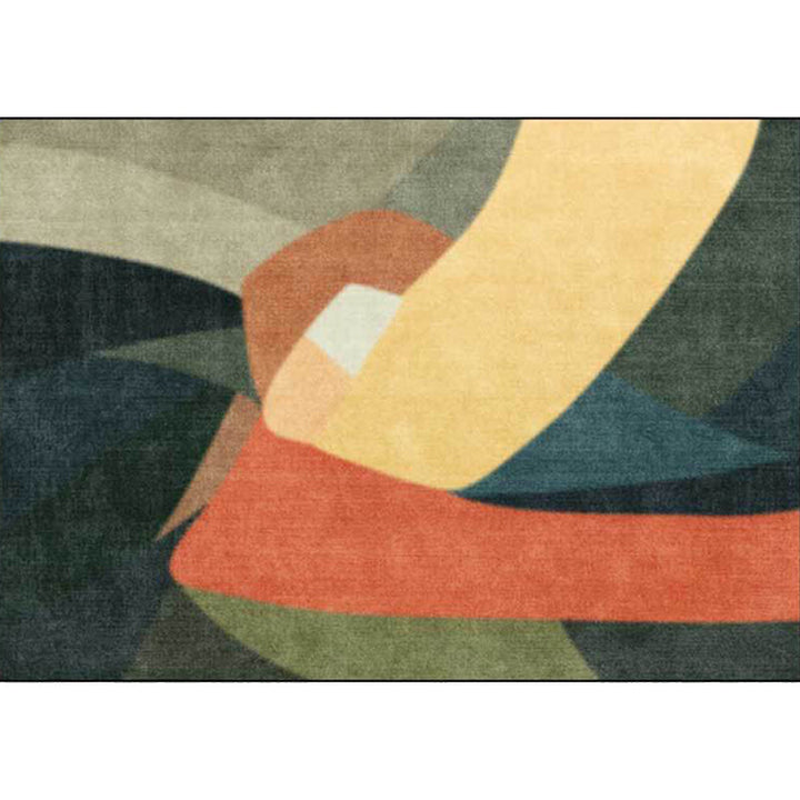 BowLift | Novelty Living Room Rug Colorful Block Print Rug Polyester Stain Resistant Washable Area Rug
