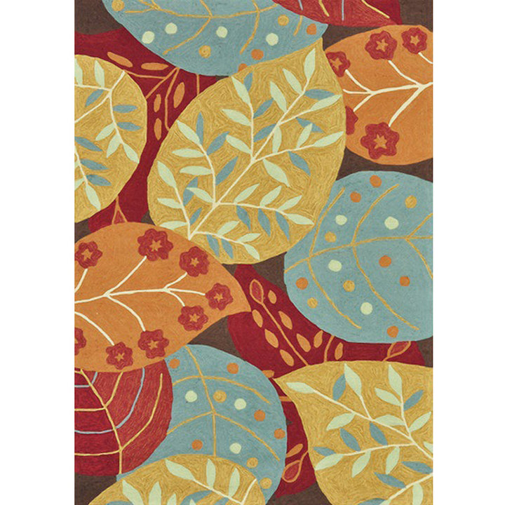 BowLift | Red and Yellow Bedroom Carpet Vintage Botanical Leaf Pattern Carpet Polyester Anti-Slip Backing Carpet
