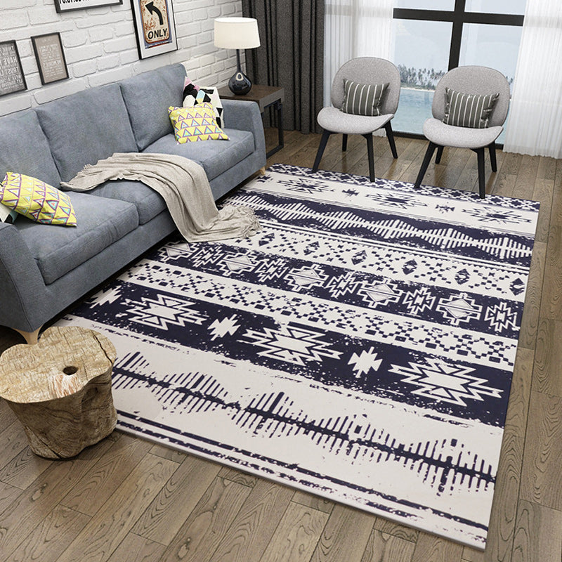BowLift | Green and white bedroom carpet southwestern geometric animal pattern rug polyester non-slip rug