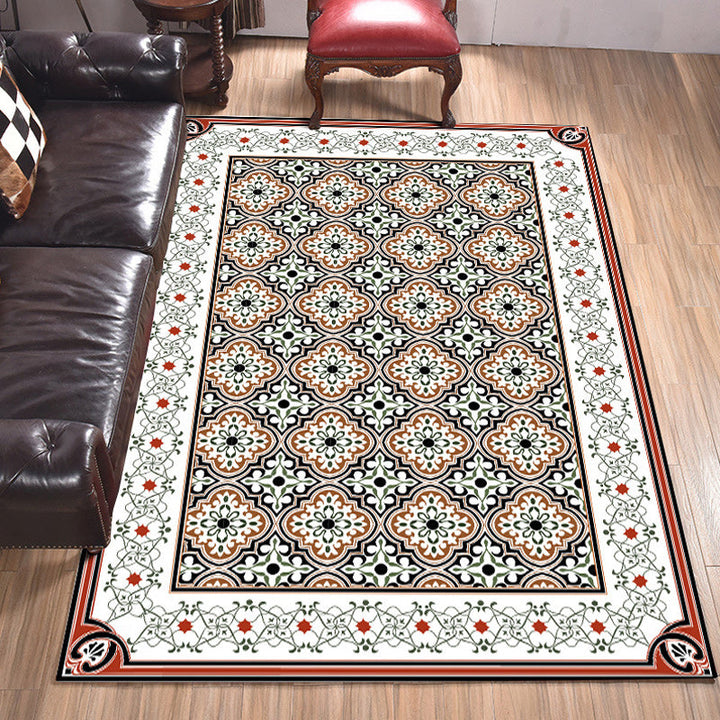 BowLift | Persian Moroccan Carpet in Brown Geometric Floral Pattern Carpet Polyester Anti-Slip Back Carpet for Home Decoration