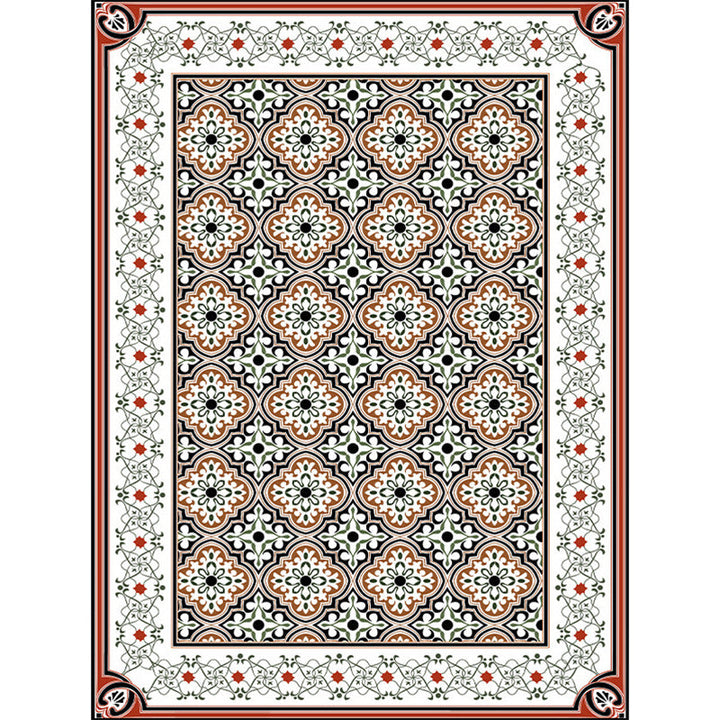 Persian Moroccan Carpet in Brown Geometric Floral Pattern Carpet Polyester Non-Slip Back Carpet for Home Decor | Bowlift