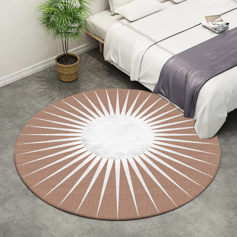 Funky Radial Pattern Rug Brown and Yellow Modern Rug Polyester Washable Non-slip Mat Rug for Living Room | Bowlift