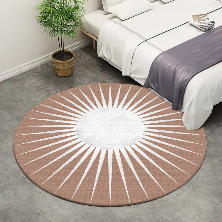 Funky Radial Pattern Rug Brown and Yellow Modern Rug Polyester Washable Non-slip Mat Rug for Living Room | Bowlift