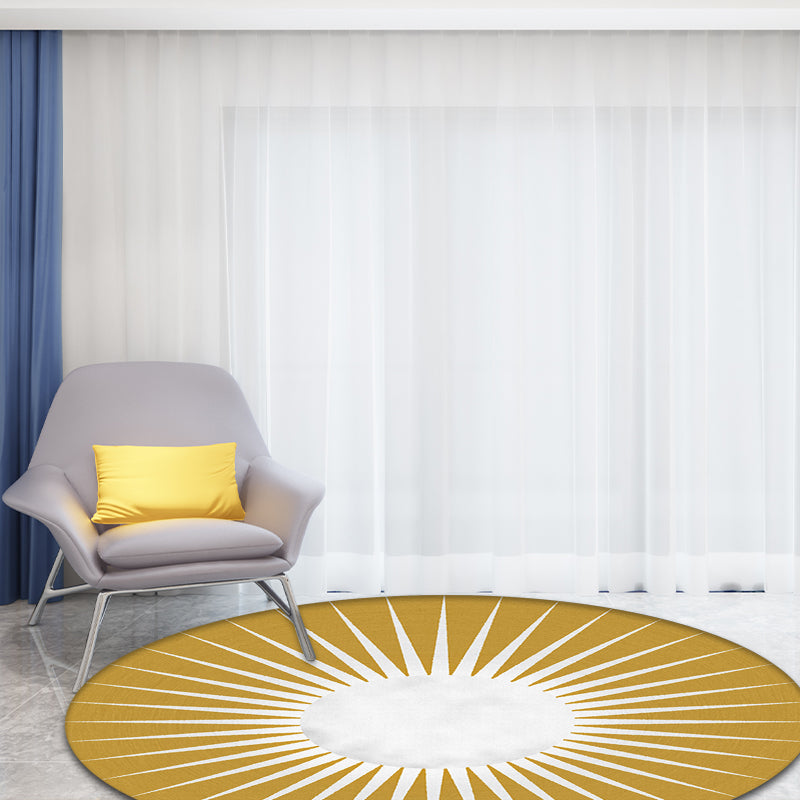 Funky Radial Pattern Rug Brown and Yellow Modern Rug Polyester Washable Non-slip Mat Rug for Living Room | Bowlift