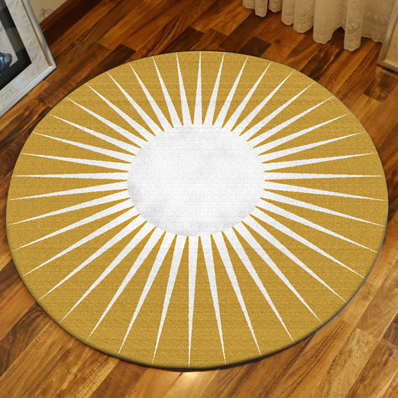 Funky Radial Pattern Rug Brown and Yellow Modern Rug Polyester Washable Non-slip Mat Rug for Living Room | Bowlift