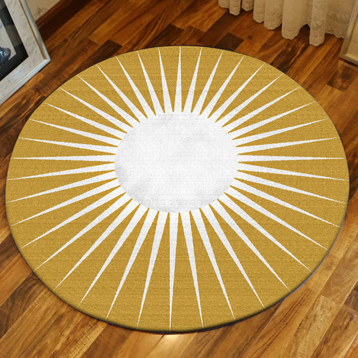 Funky Radial Pattern Rug Brown and Yellow Modern Rug Polyester Washable Non-slip Mat Rug for Living Room | Bowlift