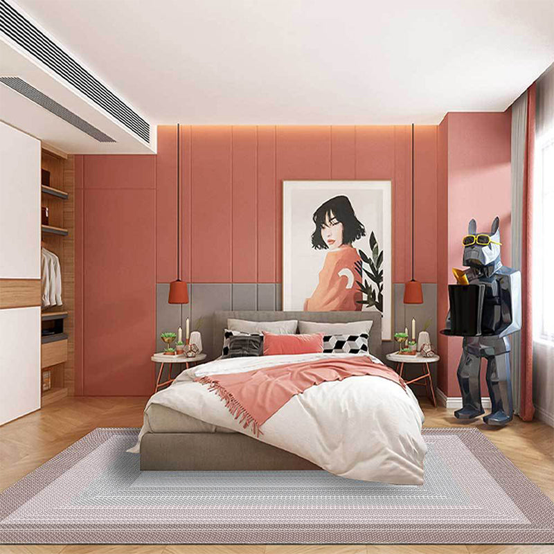 Pink contemporary rug polyester woven grain pattern rug washable non-slip backing rug for the living room | Bowlift