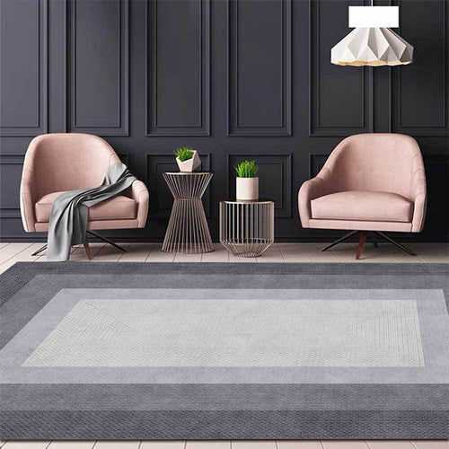 Stylish woven wood grain design rug Gray Modern rug Polyester Washable Non-slip backing Rug for Bedroom | Bowlift