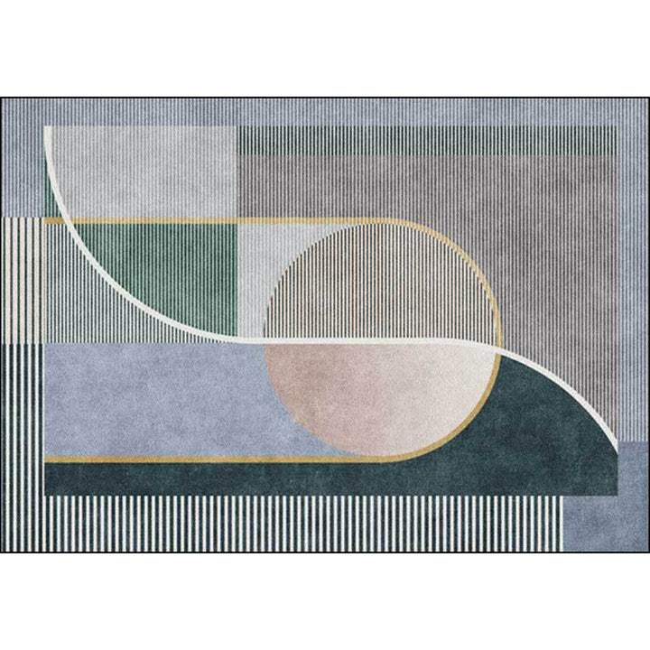 Unique striped carpet green and gray Nordic carpet polyester washable non-slip backing carpet for the living room | Bowlift