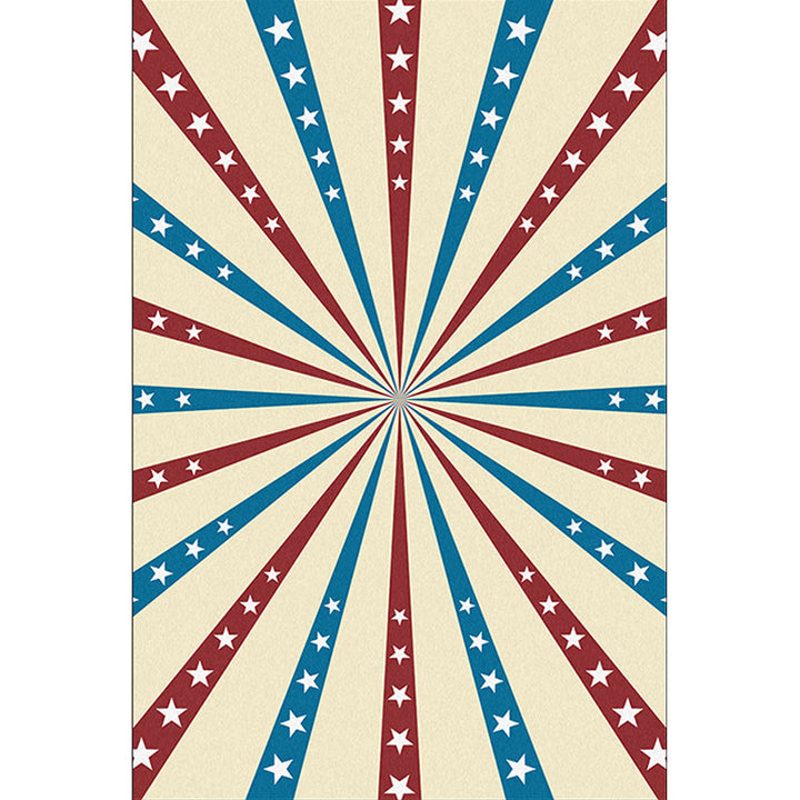 Beige and Blue Modern Rug Polyester Radial and Star Pattern Rug Washable Non-Slip Backing Rug for Living Room | Bowlift