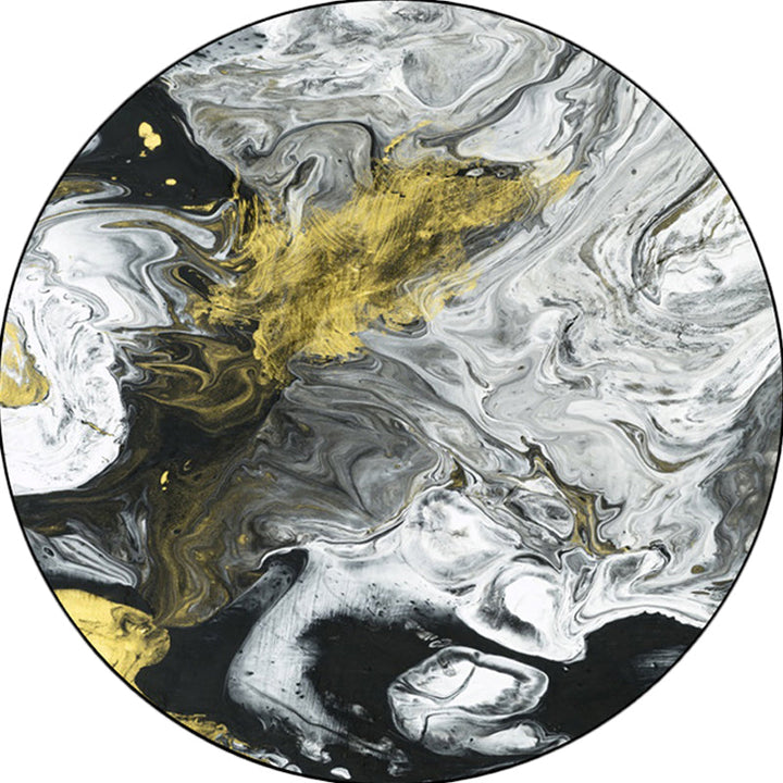 Modern Living Room Rug in Black and White Abstract Oil Painting Print Rug Polyester Machine Washable Rug | Bowlift