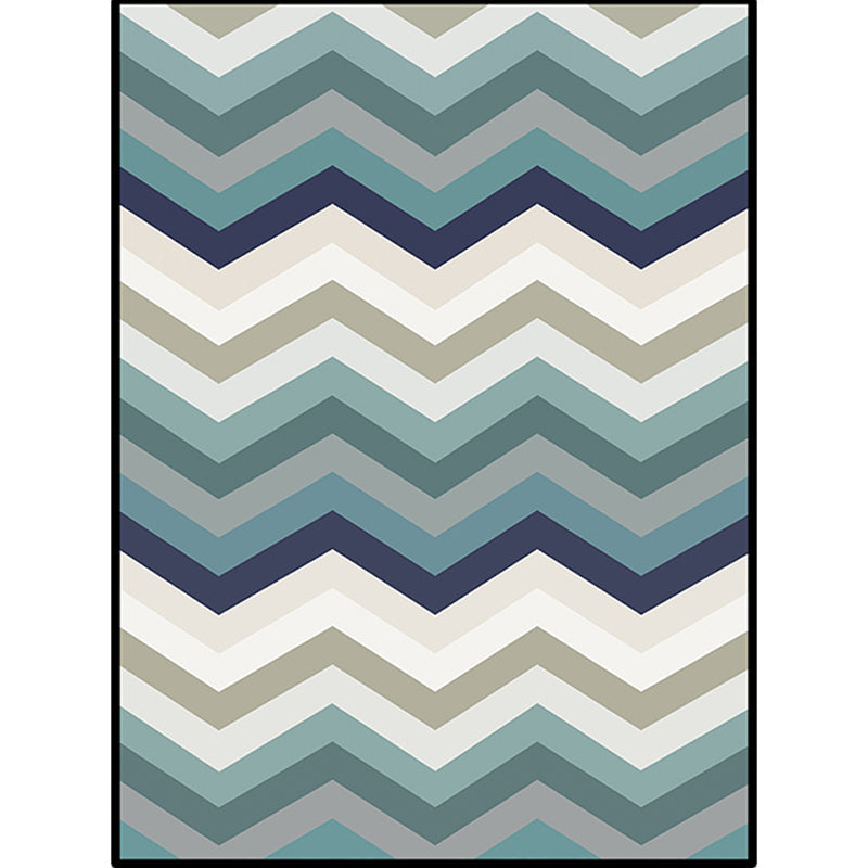 BowLift | Blue Bedroom Carpet New Arrival Geometric Wave Pattern Carpet Polyester Stain Resistant Carpet